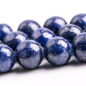 Cuentas de lapislázuli azul profundo de 8 mm Grado A Pepita de piedra preciosa Cuentas sueltas redondas 15" / 7.5" Opciones de lote a granel (118617)