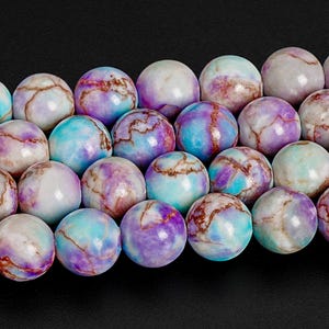 Purple Blue Turquoise Beads Grade AA Gemstone Round Loose Beads 4MM 6MM 8MM Bulk Lot Options