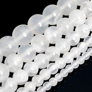 White Selenite Beads Grade AA Genuine Natural Gemstone Round Loose Beads 4MM 6MM 8MM 10MM 12MM Bulk Lot Options