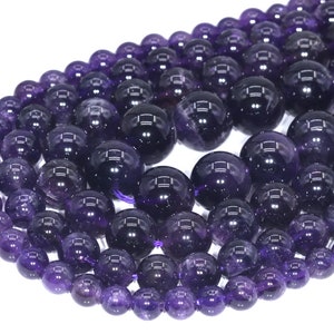 Deep Purple Amethyst Beads Brazil Grade AAA Genuine Natural Gemstone Round Loose Beads 6MM 8MM 10MM 12MM Bulk Lot Options