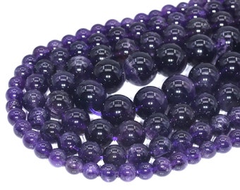 Deep Purple Amethyst Beads Brazil Grade AAA Genuine Natural Gemstone Round Loose Beads 6MM 8MM 9-10MM 12MM Bulk Lot Options