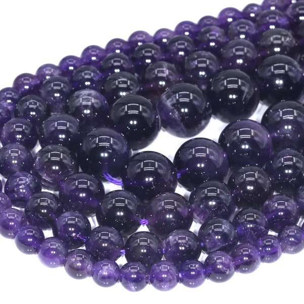 Deep Purple Amethyst Beads Brazil Grade AAA Genuine Natural Gemstone Round Loose Beads 6MM 8MM 9-10MM 12MM Bulk Lot Options