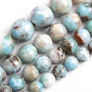 Light Blue Larimar Beads Genuine Natural Grade A Gemstone Round Loose Beads 4MM 6MM 8MM 10MM 12MM Bulk Lot Options