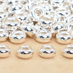 5x2.5MM Sterling Silver Spacer Beads Rondelle 10 Pcs Solid Silver  (63939-2131)