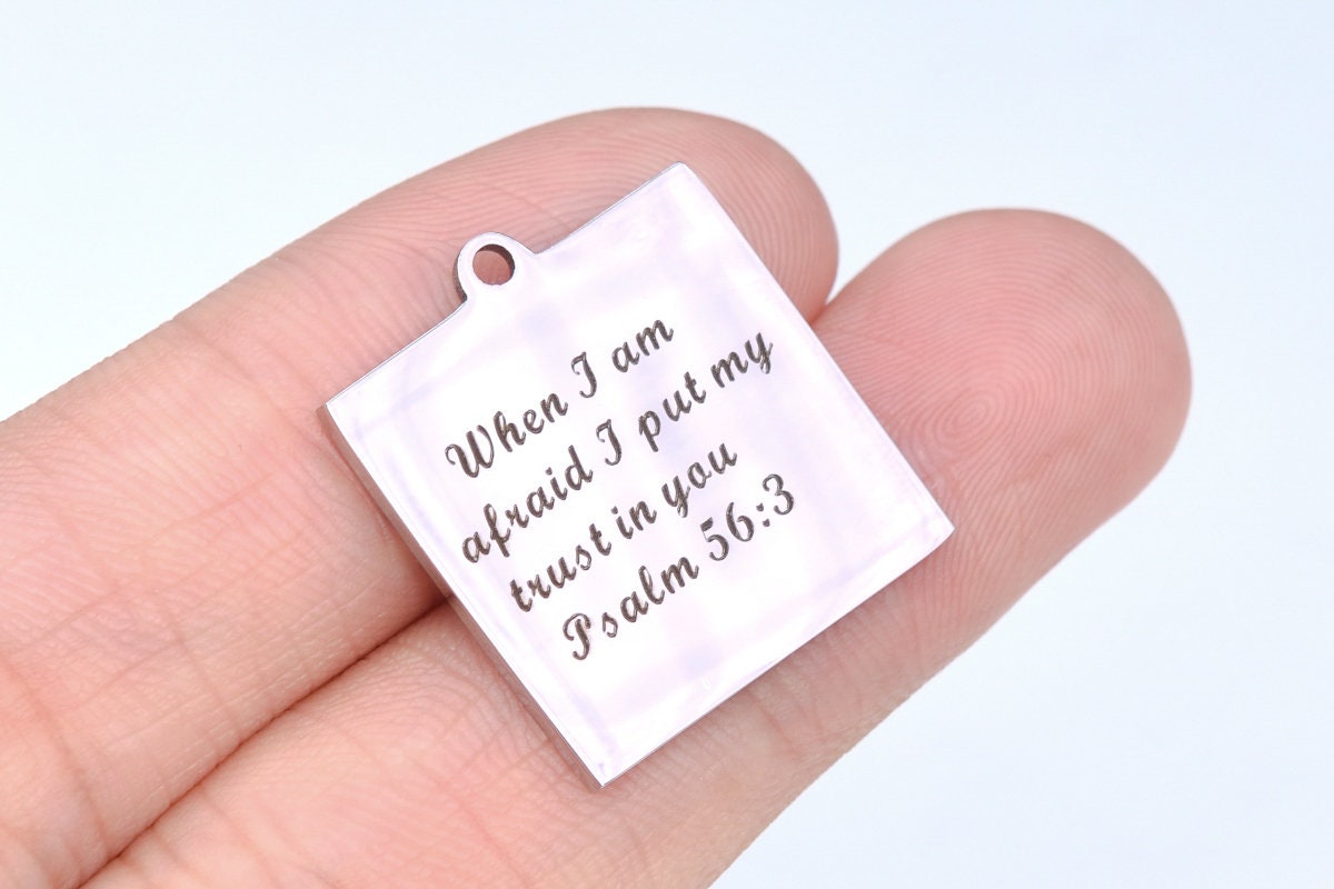 40199-2123 22x20MM When I Am Afraid I Put My Trust In You Square Charm Stainless Steel Bulk Lot Options 40199-2123 22x20MM When I Am Afraid I Put My Trust In You Square Charm Stainless Steel Bulk Lot Options