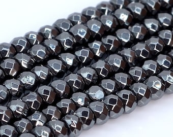3x2MM Black Hematite Beads Grade AAA Natural Gemstone Full Strand Faceted Rondelle Loose Beads 15.5" BULK LOT 1,3,5,10 and 50 (101685-188)
