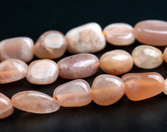 7-9MM Moonstone Beads Pebble Nugget Grade AA Genuine Natural Gemstone Loose Beads 15.5" 7.5" Bulk Lot Options (108430)