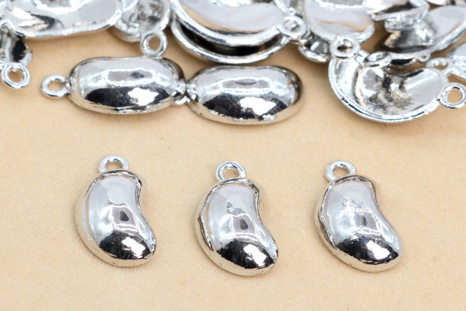 16x8mm Bean Charm Silver Tone Brass Charm 8 Pcs Bulk Lot Etsy