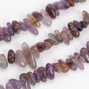 12-24x3-5MM Super Seven Beads Stick Pebble Chip Grade AA Genuine Natural Gemstone Loose Beads 15.5&quot; / 7.5“ Bulk Lot Options (111260)