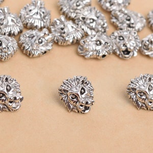 12 x 10 MM アンティーク シルバー トーン スペーサー ビーズ ライオン ヘッド 10 個 バルク ロット オプション (63758-2414)