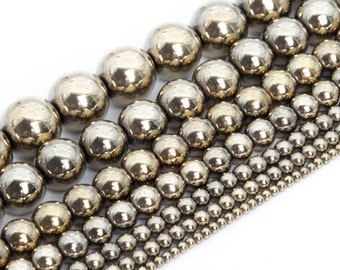 Champagne Gold Hematite Beads Grade AAA Natural Gemstone Round Loose Beads 4MM 8MM 10MM 12MM Bulk Lot Options