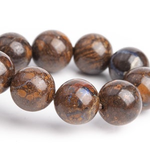 8-9MM Boulder Opal Beads Brown Bracelet Grade AA Genuine Natural Round Gemstone 7&quot; (120597h-57)