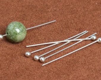 25x2x0,5 MM Sterling Silber Kopf Pin Kugel Ende 10 Stück Massiv Silber (64771-2172)