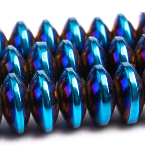 8x3MM Blue Hematite Beads Grade AAA Natural Gemstone Rondelle Loose Beads 15.5" / 7" Bulk Lot Options (101941)
