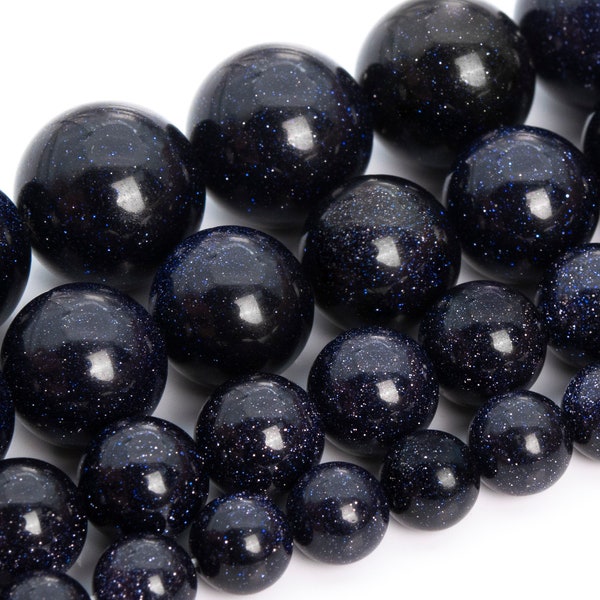 Night Sky Blue Goldstone Beads Grade AAA Round Loose Beads 3MM 4MM 6MM 8MM 10MM 12MM 16MM Bulk Lot Options