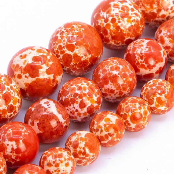 Red Orange Imperial Jasper Beads Grade AAA Round Loose Beads 6MM 8MM 10MM Bulk Lot Options