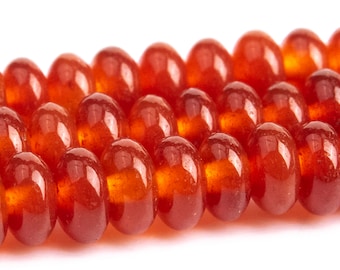 Red Carnelian Beads Grade AAA Genuine Natural Gemstone Rondelle Loose Beads 4MM 6MM 8MM Bulk Lot Options