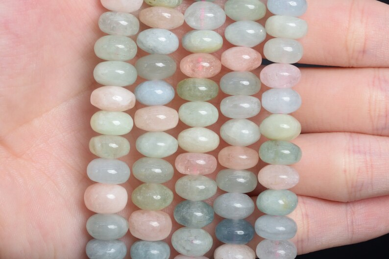9x5MM Beryl Morganite Aquamarine Beads Africa AAA Genuine Natural Gemstone Full Strand Rondelle Beads 15.5 Bulk Lot Options 107963-2606