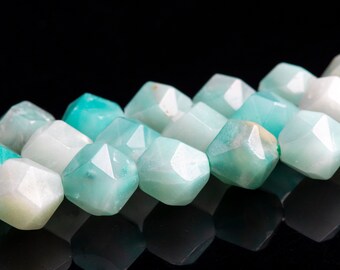 Star Cut Beads Sizes 6mm 8mm 10mm Diamond Cut Beads Full Strand 15.5 inch #124 Amazonite Beads Faceted Gemstones Loose Beads
