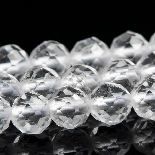 4MM Crystal Clear Quartz Beads Grade AAA Genuine Natural Gemstone Faceted Round Loose Beads 15" / 7.5" Bulk Lot Options (110608)
