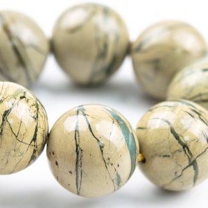 10-11MM Canyon Jasper Beads Yellow Green Bracelet Africa Grade AA+ Genuine Natural Round Gemstone 8&quot; (117713h-3970)