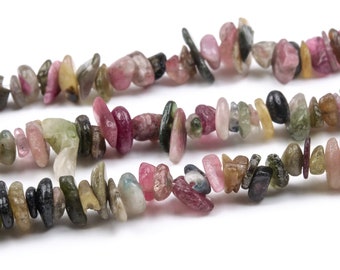 4-10MM Multicolor Tourmaline Beads Pebble Chips Genuine Natural Grade A Gemstone Loose Beads 15.5" Bulk Lot Options (112808)