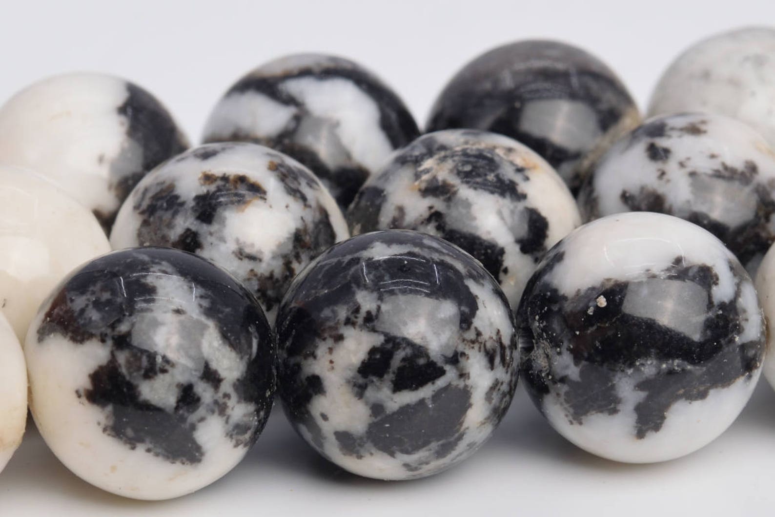 15MM Black and White Zebra Jasper Beads AAA Genuine Natural Etsy