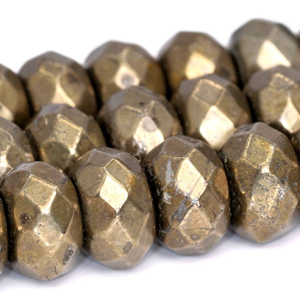 8x5MM Copper Pyrite Beads Grade AAA Natural Gemstone Faceted rondelle Loose Beads 15"/ 7.5" Bulk Lot Options(102321)