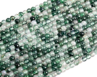 3MM Botanical Moss Agate Beads Grade AAA Genuine Natural Gemstone Full Strand Round Loose Beads 15.5" BULK LOT 1,3,5,10 and 50 (104110-1180)