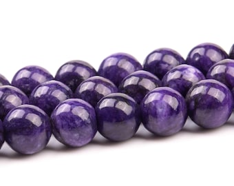 Deep Purple Treated Charoite Beads Grade A Gemstone Round Loose Beads 4MM 6MM 8MM 10MM Bulk Lot Options