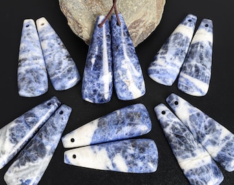 Grade AAA Blue White Trapezoid Sodalite Earring Pair Matched Natural One of a Kind Gemstone
