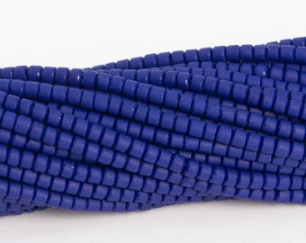 2MM Deep Blue Colored Glaze Ceramics Beads Round Tube Grade A Full Strand Loose Beads 15" Bulk Lot Options (110933-3263)
