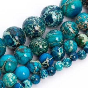 Blue Sea Sediment Imperial Jasper Beads Apatite Blue Color Grade AAA Round Gemstone Loose Beads 4MM 6MM 8MM 10MM Bulk Lot Options