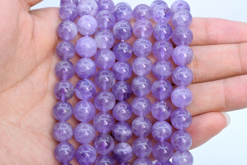 Lavender Amethyst Grade AA Genuine Natural Gemstone Round Loose Beads 4MM 6MM 8MM 10MM 12MM 14MM Bulk Lot Options image 4