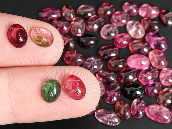 Grade AAA Pink/Green/Red Oval Tourmaline Not Drilled Cabochon Natural One of a Kind Gemstone
