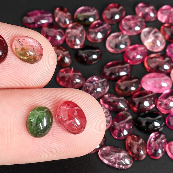 Grade AAA Pink/Green/Red Oval Tourmaline Not Drilled Cabochon Natural One of a Kind Gemstone