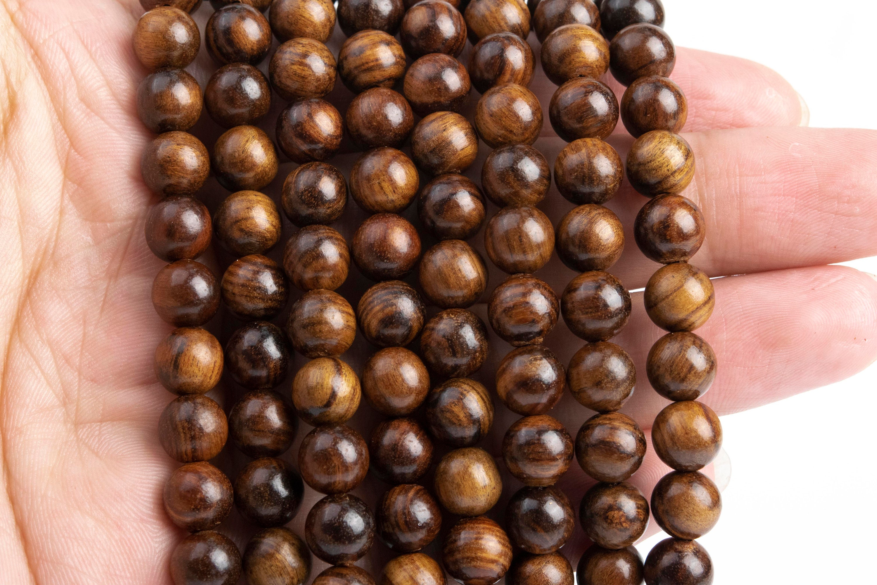 8mm 香りの良いブラックローズウッド マーラービーズ 108個入り 天然木