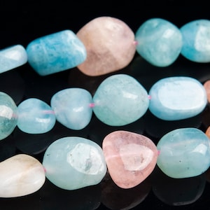 8-10MM Beryl Morganite Aquamarine Beads Pebble Nugget AA Natural Africa Gemstone Full Strand Beads 15.5&quot; Bulk Lot Options (108035-2619)