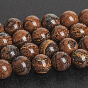 Brown Tiger Iron Jasper Beads Genuine Natural Grade A+ Gemstone Round Loose Beads 6MM 8MM Bulk Lot Options
