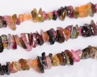 4-10MM Multicolor Tourmaline Beads Pebble Chips Grade AA Genuine Natural Gemstone Beads 15.5" Bulk Lot Options (108382)