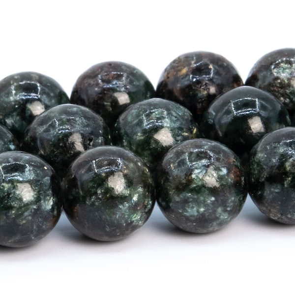 Genuine Seraphinite Beads Green Black Grade A Natural Gemstone Round Loose Beads 8MM 10MM Bulk Lot Options