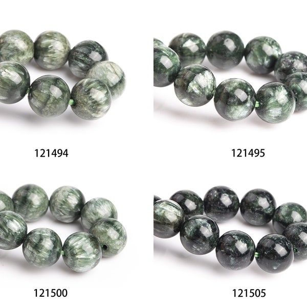 Green Seraphinite Beads Genuine Natural Round Gemstone Beads