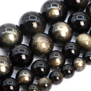 Golden Obsidian Beads Grade AAA Genuine Natural Gemstone Round Loose Beads 6MM 8MM 10MM Bulk Lot Options