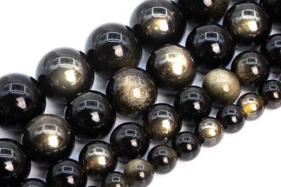Golden Obsidian Beads Grade AAA Genuine Natural Gemstone Round Loose Beads 6MM 8MM 10MM Bulk Lot Options