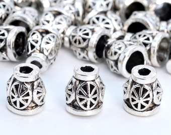 10x8MM Kegel Perlenkappe Antik Silber Ton Zink-Legierung 30 Stück Große Lot Optionen (63200-2346)