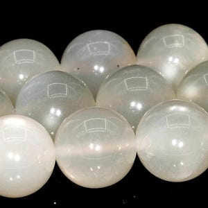 10MM White Flash Milky Moonstone Beads Genuine Natural Gemstone Full Strand Round Loose Beads 15.5" / 7.5" Bulk Lot Options (110754-3238)