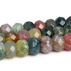 Cuentas de ágata india de 6 x 4 mm de grado AAA con piedras preciosas naturales genuinas facetadas, cuentas sueltas de Rondelle de 15 pulg./7,5 pulg., Opciones de lote al por mayor (103314)