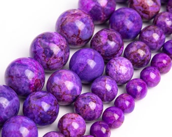 Purple Magnesite Turquoise Beads Grade AAA Round Loose Beads 6MM 8MM 10MM 12MM Wholesale-Supply