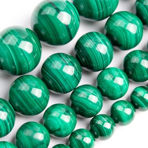 Green Malachite Beads Genuine Natural Grade AAA Gemstone Round Loose Beads 4MM 6MM 8MM 10MM 12MM Bulk Lot Options