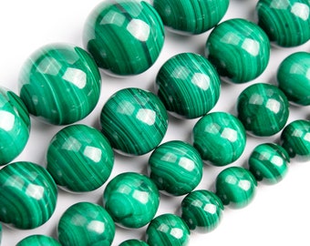 Green Malachite Beads Genuine Natural Grade AAA Gemstone Round Loose Beads 4MM 5-6MM 7-8MM 10MM 12MM Bulk Lot Options